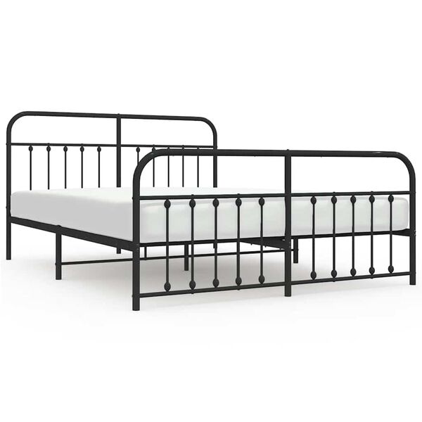 vidaXL Bedframe met voetbord zonder matras metaal zwart 180x200 cm
