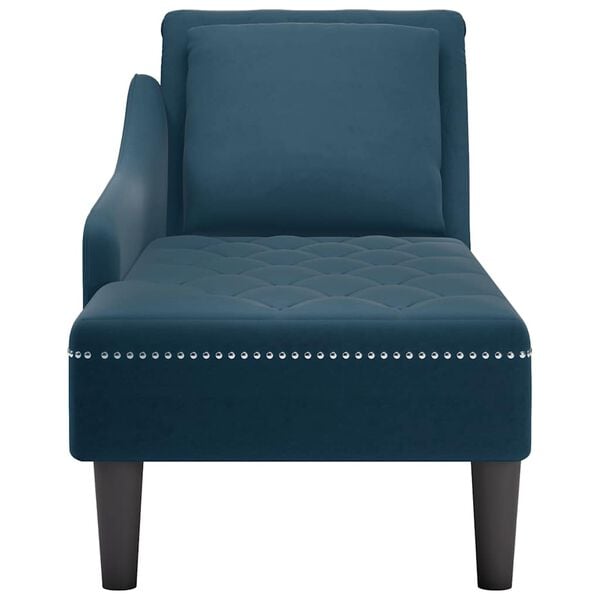 vidaXL Chaise longue met kussen en rechterarmleuning fluweel blauw