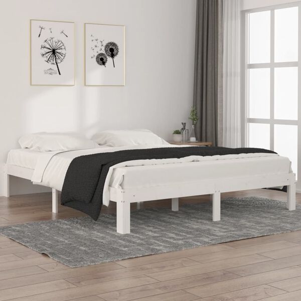 vidaXL Bedframe massief grenenhout wit 160x200 cm