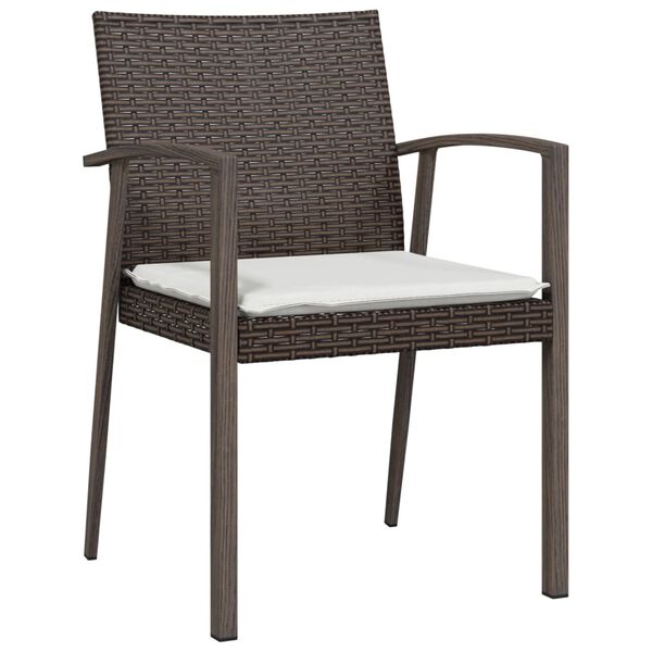 vidaXL Tuinstoelen 6 st met kussens 56,5x57x83 cm poly rattan bruin