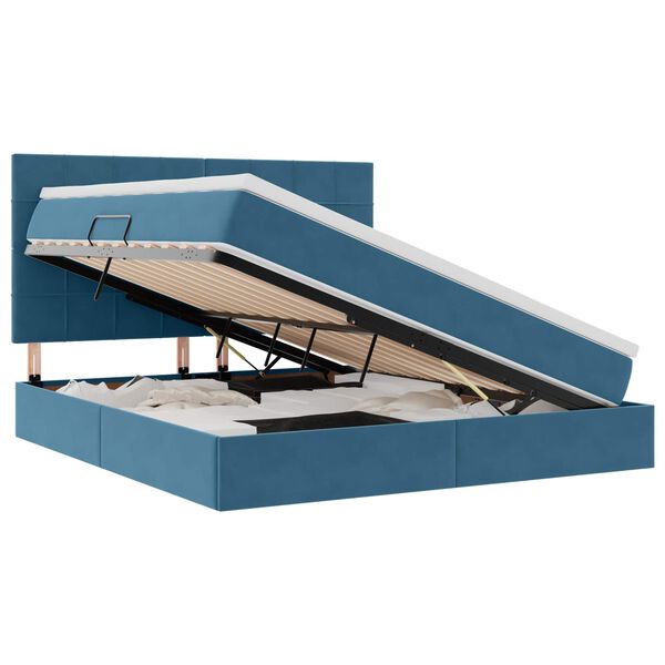 vidaXL Opbergbed met LED met matras Donkerblauw 180 x 200 cm Fluweel