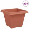 vidaXL Vierkante Bloempot 24 st Baksteenrood 38 x 38 x 30 cm Kunststof