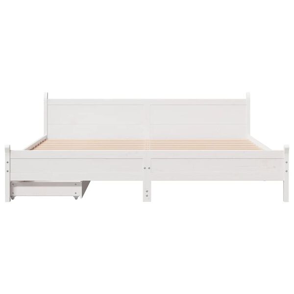vidaXL Bedframe zonder matras massief grenenhout wit 180x200 cm