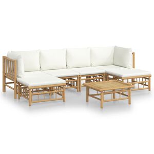 vidaXL 7-delige Loungeset met kussens bamboe cr&egrave;mewit