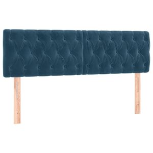 vidaXL Hoofdborden 144x7x78/88 cm fluweel donkerblauw