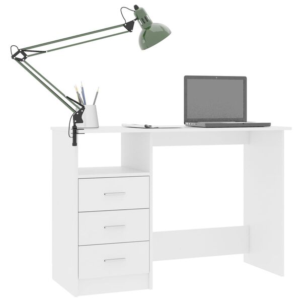 vidaXL Bureau met lades 110x50x76 cm spaanplaat wit