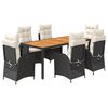 vidaXL 7-delige Tuinset met kussens poly rattan zwart