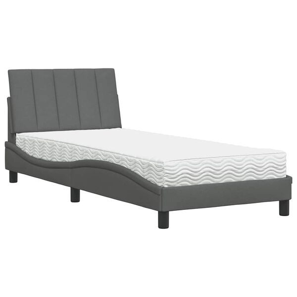 vidaXL Bed met matras "Hanko" stof donkergrijs 90x190 cm