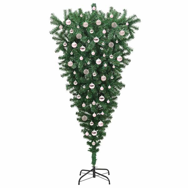 vidaXL Ophang Kunst Kerstboom met Ballenset Groen 210 cm PVC