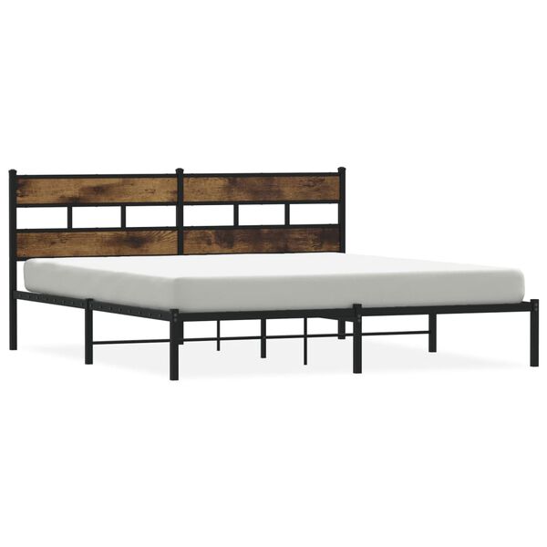 vidaXL Bedframe zonder matras metaal gerookt eikenkleurig 180x200 cm