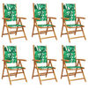 vidaXL Verstelbare klapstoelen, 6 stuks, groene stof en massief hout.