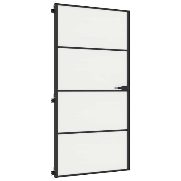vidaXL Binnendeur smal 102,5x201,5 cm gehard glas en aluminium zwart