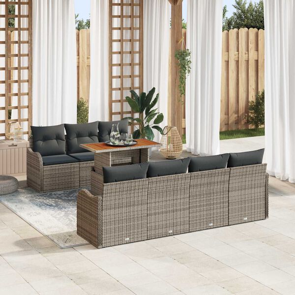 vidaXL Tuin Sofa Set met kussen 8 pcs Grijs