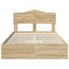 vidaXL Opslag bed met lade Sonoma Eiken 135 x 190 cm Bewerkt hout