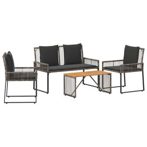 vidaXL Buitenmeubelset 9 pcs Grijs en Donkergrijs poly rattan