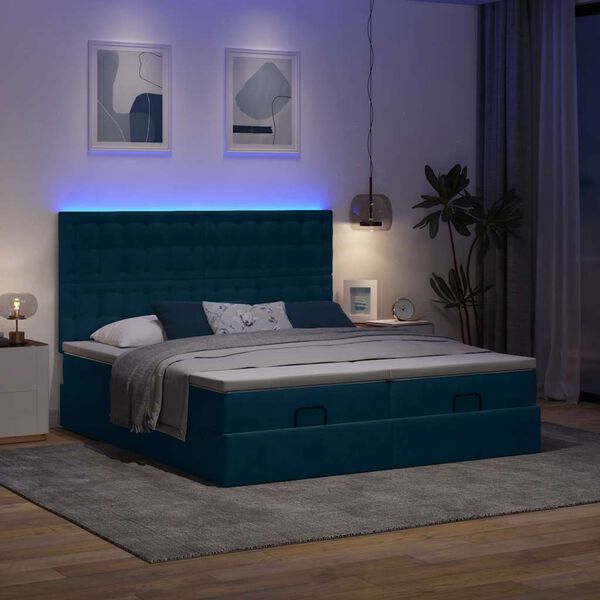 vidaXL Ottoman bed met matrassen en LED's 180x200cm fluweel
