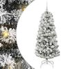vidaXL Kunstmatige Inklapbare Kerstboom 150 LED's Groen en Wit 150 cm