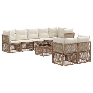 vidaXL Tuinbankenset 9 st Beige poly rattan