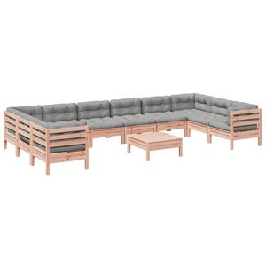 vidaXL 11-delige Loungeset met kussens massief douglas vurenhout