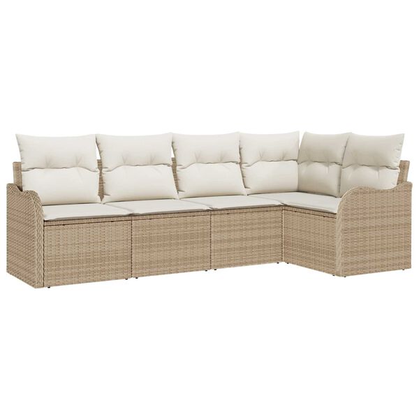 vidaXL Tuin Sofa Set met opslag 5 pcs Beige poly rattan