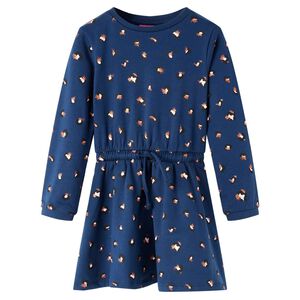 Kinderjurk met lange mouwen 92 marineblauw
