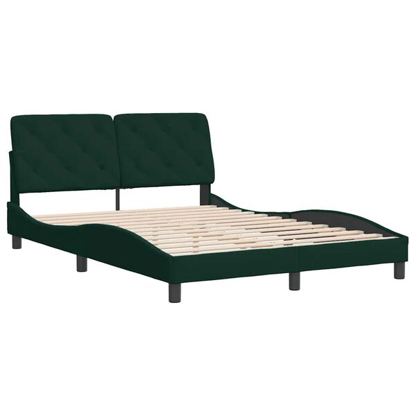 vidaXL Bedframe zonder matras 120x200 cm fluweel donkergroen