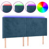 vidaXL Hoofdbord LED 183x16x118/128 cm fluweel donkerblauw