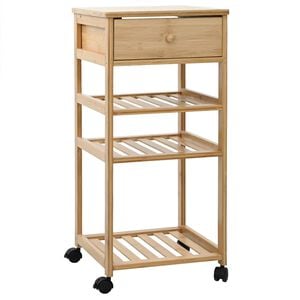 vidaXL Keukentrolley met Wielen Naturel 37 x 36 x 80 cm Bamboe