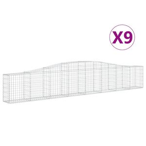 vidaXL Schanskorven 9 st gewelfd 400x30x60/80 cm ijzer