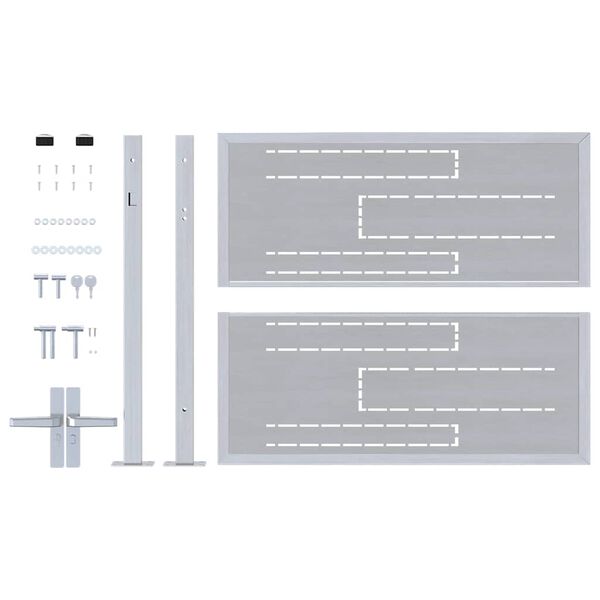 vidaXL Tuinpoort met slot Zilver 100 x 75 cm Roestvrij staal