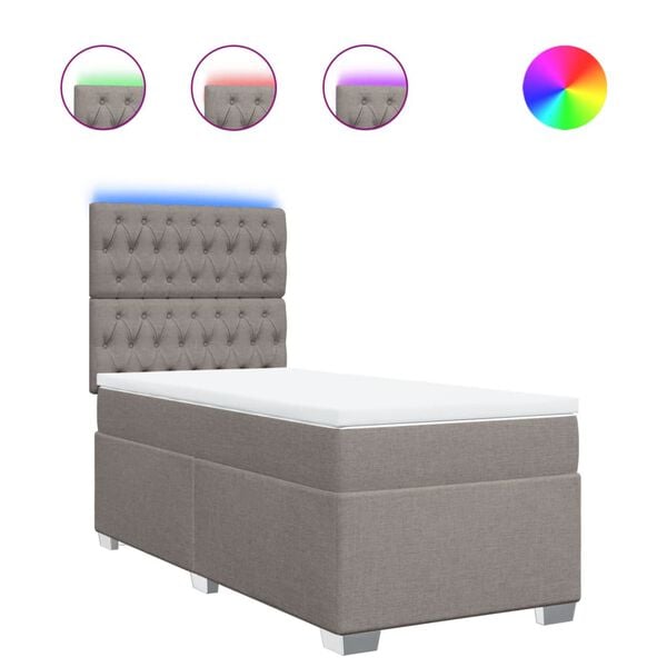 vidaXL Boxspring met matras stof taupe 80x200 cm