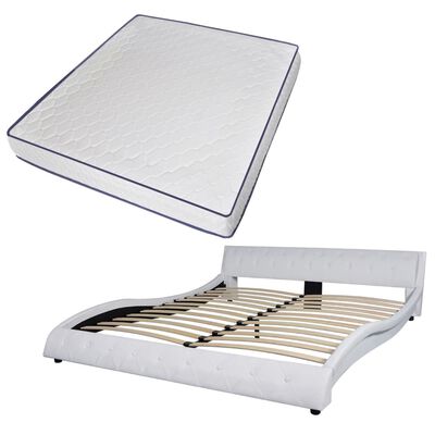 gips enkel en alleen Magnetisch vidaXL Bed met traagschuim matras kunstleer wit 180x200 cm kopen? |  vidaXL.nl