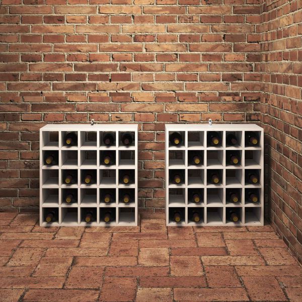 vidaXL Wijnrek 2 pcs Wit 56 x 25 x 56 cm Massief grenenhout