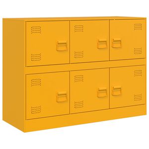 vidaXL Dressoir 99x39x73 cm staal mosterdgeel