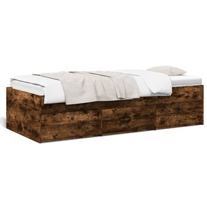 vidaXL Slaapbank met lades zonder matras 100x200 cm gerookt eikenkleur