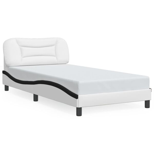 vidaXL Bedframe zonder matras "Hvar" kunstleer zwart en wit 100x200 cm