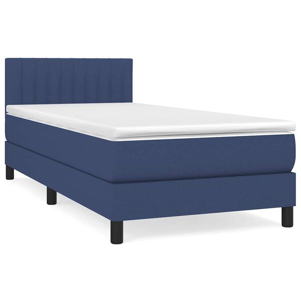 vidaXL Boxspring met matras stof blauw 90x190 cm