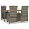 vidaXL 5-delige Tuinset met kussens poly rattan grijs