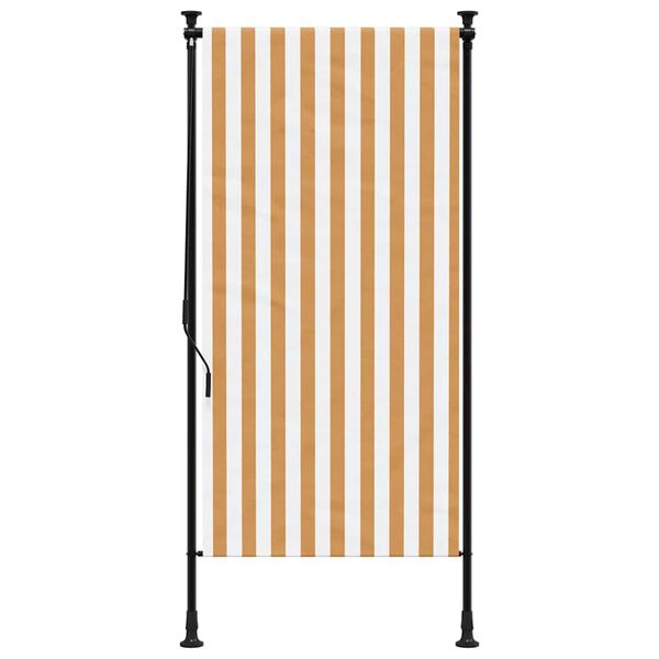 vidaXL Rolgordijn voor buiten 100x270 cm stof en staal oranje en wit