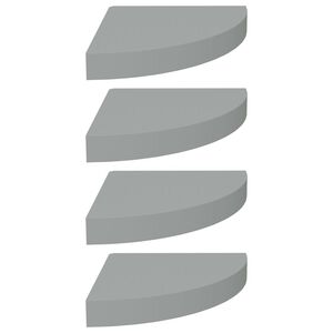 vidaXL Hoekschappen zwevend 4 st 25x25x3,8 cm MDF grijs