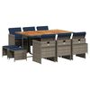 vidaXL 11-delige tuinset met kussens, grijs polyrotan