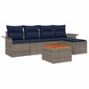 vidaXL Tuinbankenset 6 st Grijs en Marineblauw poly rattan