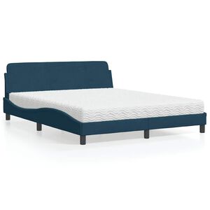 vidaXL Bed met matras "Dover" fluweel blauw 160x200 cm