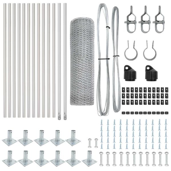 vidaXL Afrasteringspaal Zilver 25 x 0,4 m (13 mm gaas) Staal