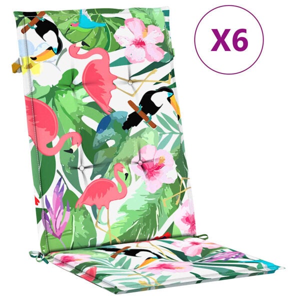 vidaXL Stoelkussens 6 st hoge rug stof meerkleurig