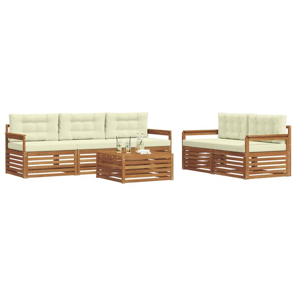 vidaXL Buiten bankenset met kussen 6 pcs Natuurlijk en Cr&egrave;me