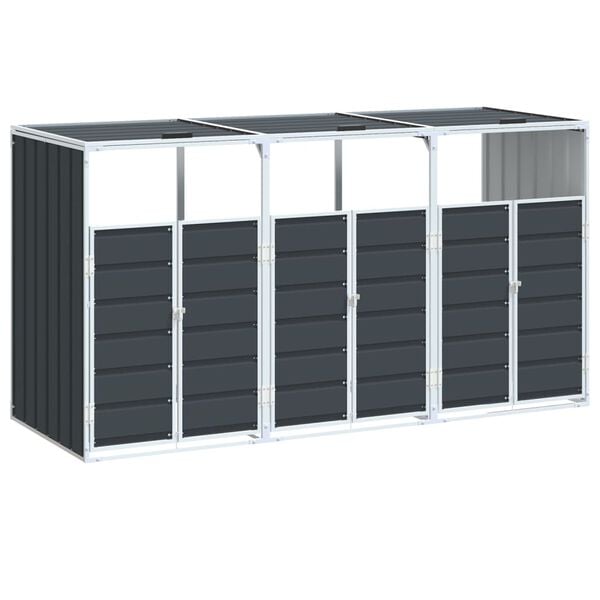vidaXL Containerberging voor 3 containers 216x81x115cm staal antraciet