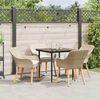 vidaXL Tuin eettafelset met kussen 5 pcs Beige poly rattan