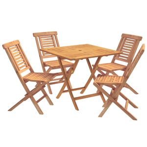 vidaXL 5-delige inklapbare tuinbistroset Naturel Massief Teakhout