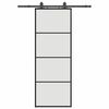 vidaXL Schuifdeur met beslagset 76x205 cm ESG glas zwart